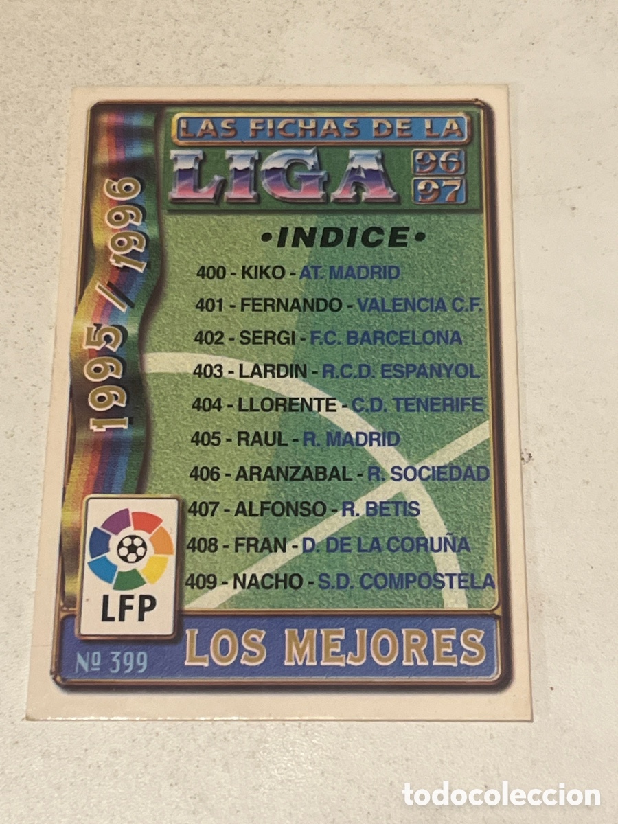 Cromos de F&uacute;tbol: Cromo Mundi Cromo Liga 96/97 LOS MEJORES N&deg;399