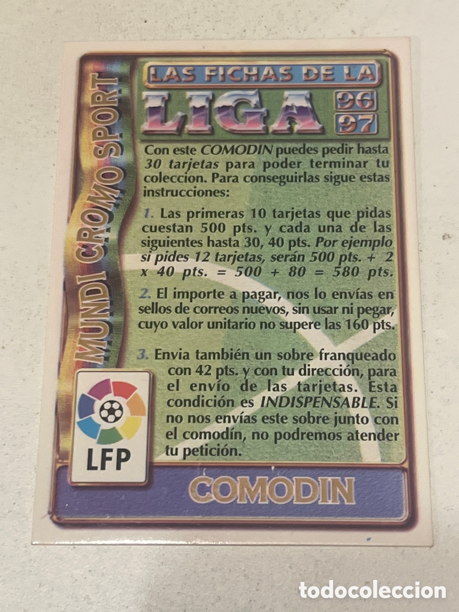 Cromos de F&uacute;tbol: Cromo Mundi Cromo Liga 96/97 COMOD&Iacute;N