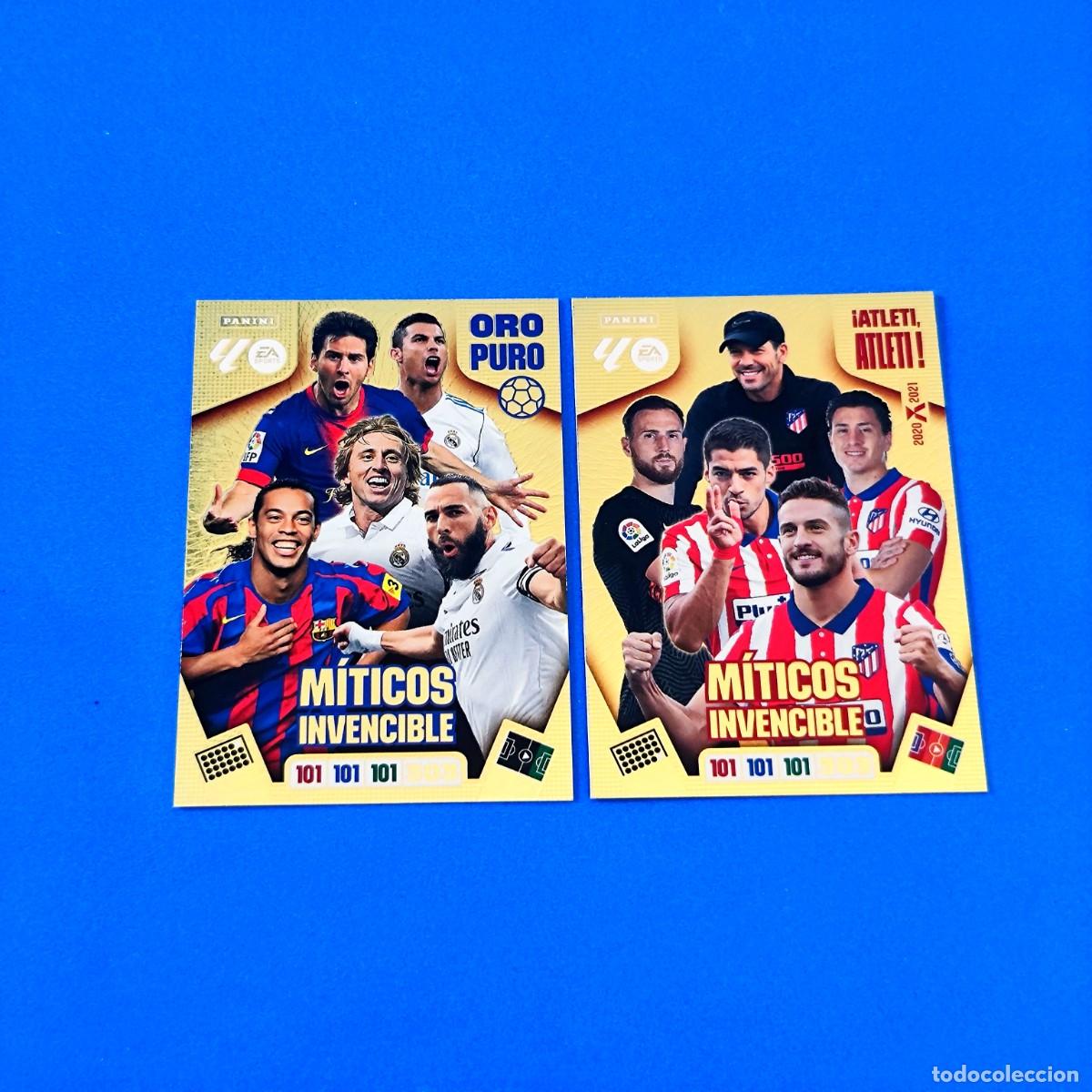 Cromos de F&uacute;tbol: Adrenalyn 2025 2026 / 25 26 M&iacute;ticos Invencible Atleti, Atleti - Oro Puro Messi Cristiano Ronaldo