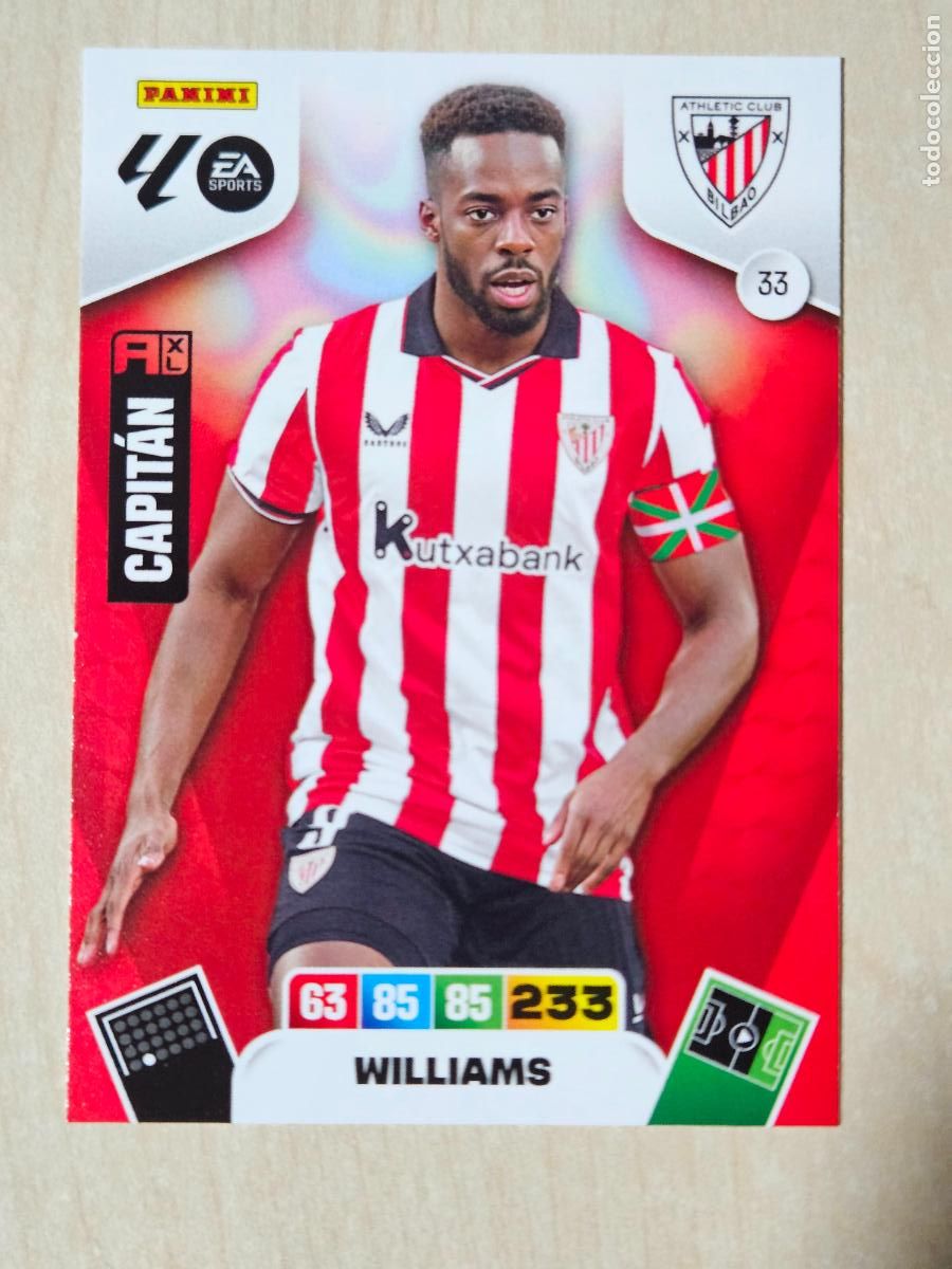Cromos de F&uacute;tbol: FICHA N&ordm; 33 WILLIAMS - ADRENALYN 25 26 - PANINI 2025 - 26 - CROMO - ATHLETIC DE BILBAO
