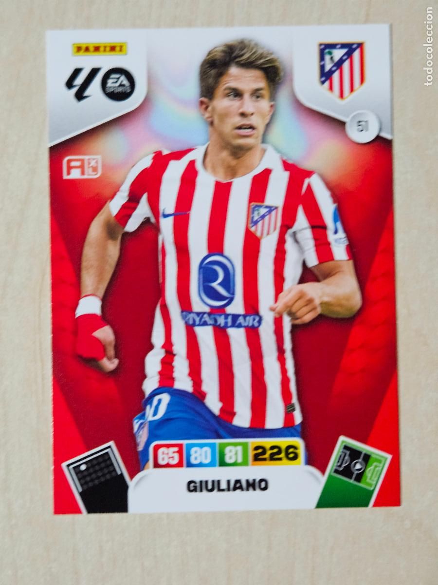 Cromos de F&uacute;tbol: FICHA N&ordm; 51 GIULIANO - ADRENALYN 25 26 - PANINI 2025 - 26 - CROMO - ATLETICO DE MADRID