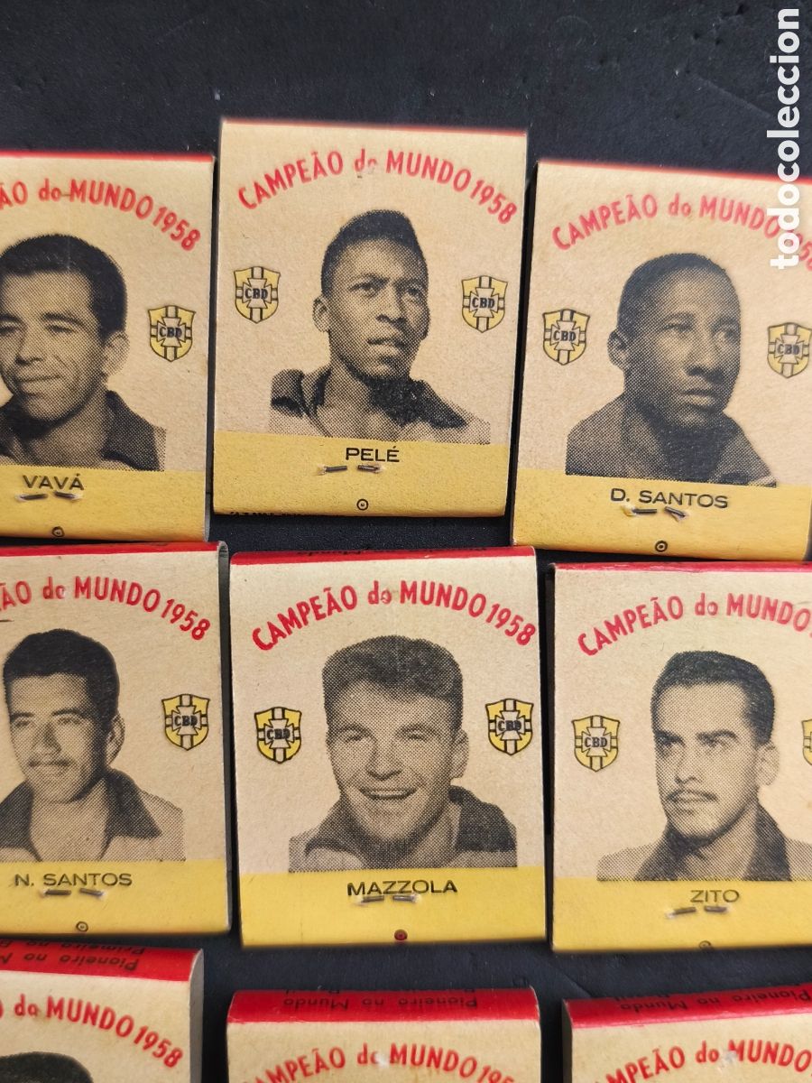 Cromos de F&uacute;tbol: Cajas de cerillas campe&oacute;n del mundo 1958, PELE, BRASIL