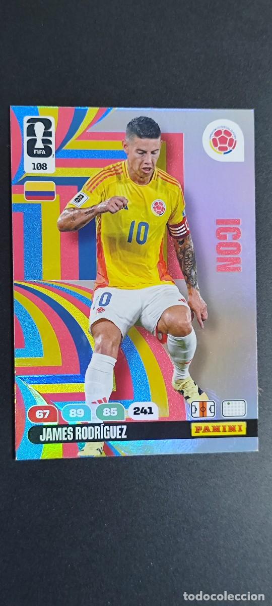 Cromos de F&uacute;tbol: ADRENALYN XL FIFA WORLD CUP 2026 ICON JAMES RODRIGUEZ COLOMBIA # 108 PANINI