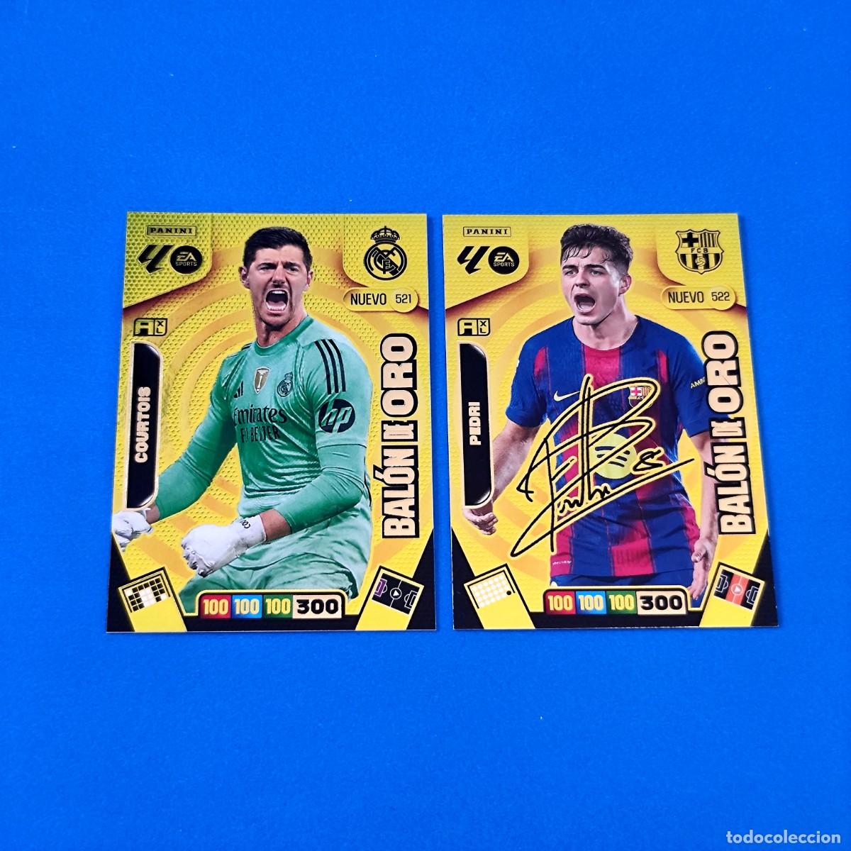 Figurine di Calcio: Adrenalyn 2025 2026 / 25 26 Nuevo Bal&oacute;n de Oro Courtois 521 Real Madrid - Pedri 522 Barcelona