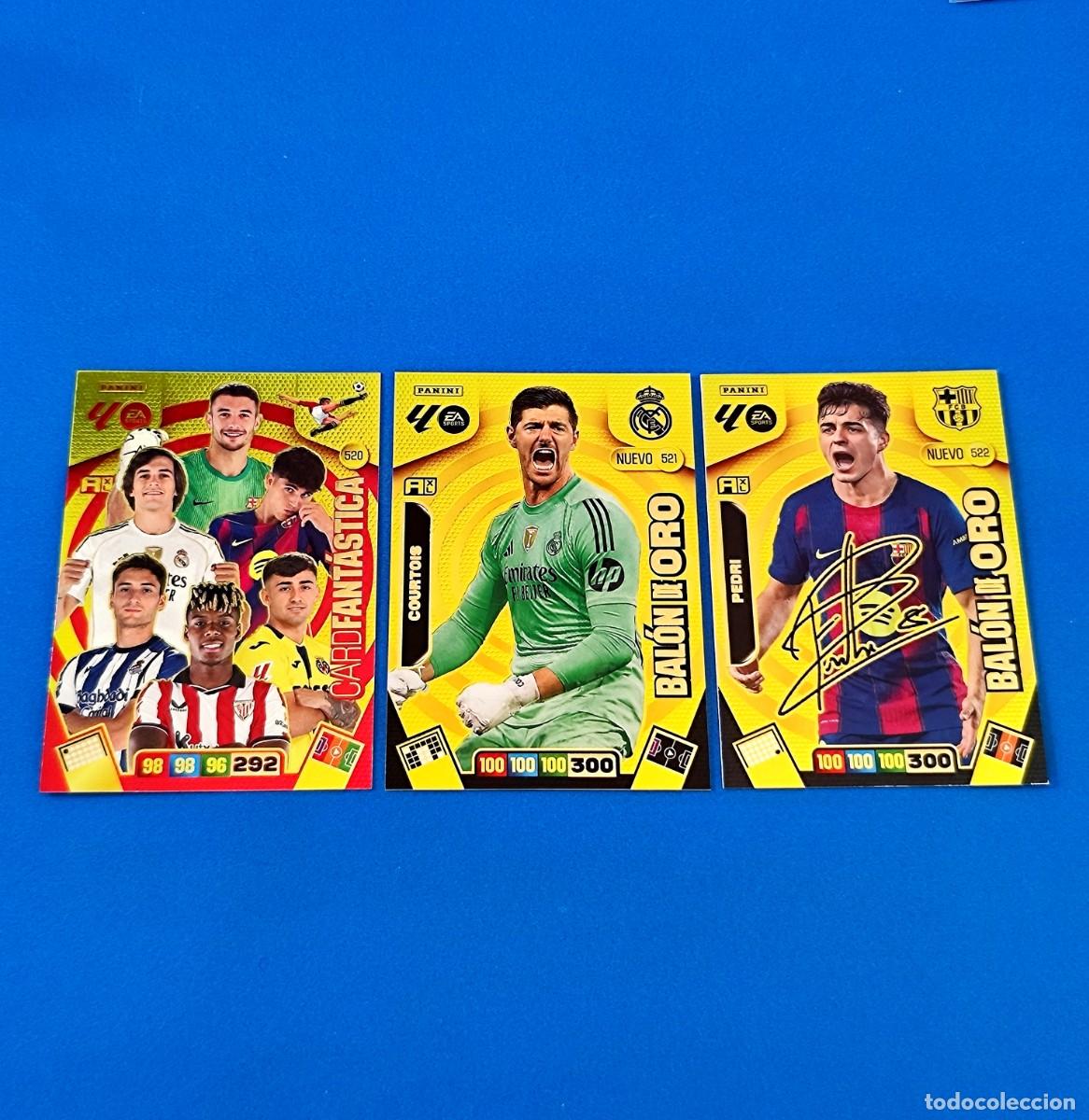 Cromos de F&uacute;tbol: Adrenalyn 2025 2026 / 25 26 Nuevo Bal&oacute;n de Oro Courtois 521 Pedri firmada 522 Card Fant&aacute;stica 520
