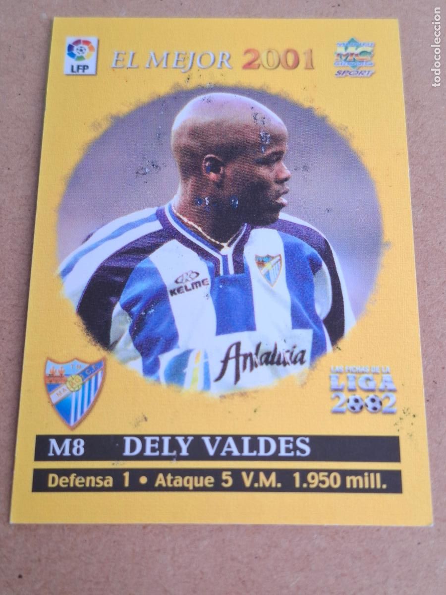 Cromos de F&uacute;tbol: MUNDICROMO 2001 2002 01 02 - M8 DELY VALD&Eacute;S ( EL MEJOR ) - M&Aacute;LAGA CF