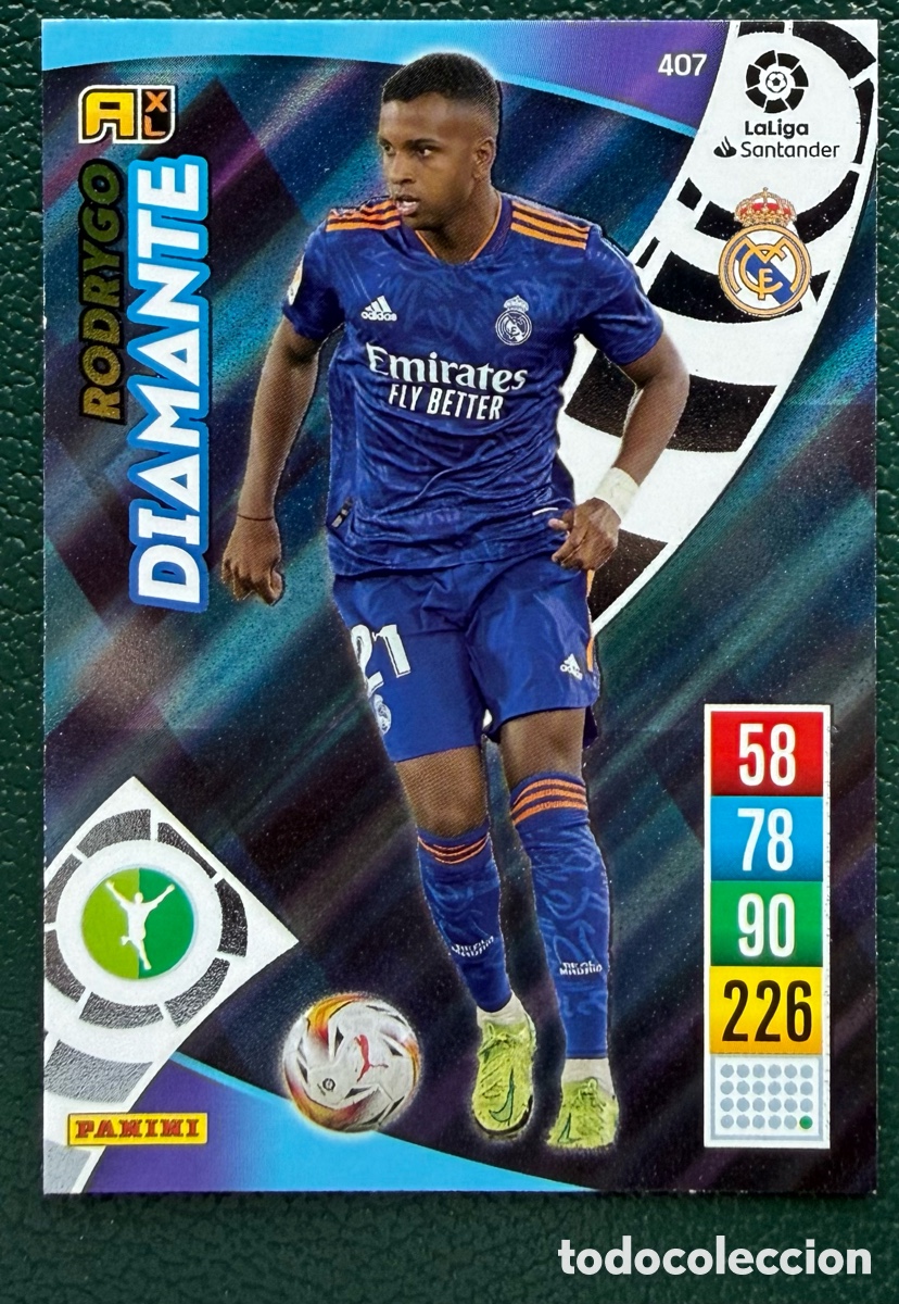 Fu&szlig;ball-Sticker: 407 RODRYGO REAL MADRID DIAMANTE FICHAS ALBUM ADRENALYN 2021 2022 21 22