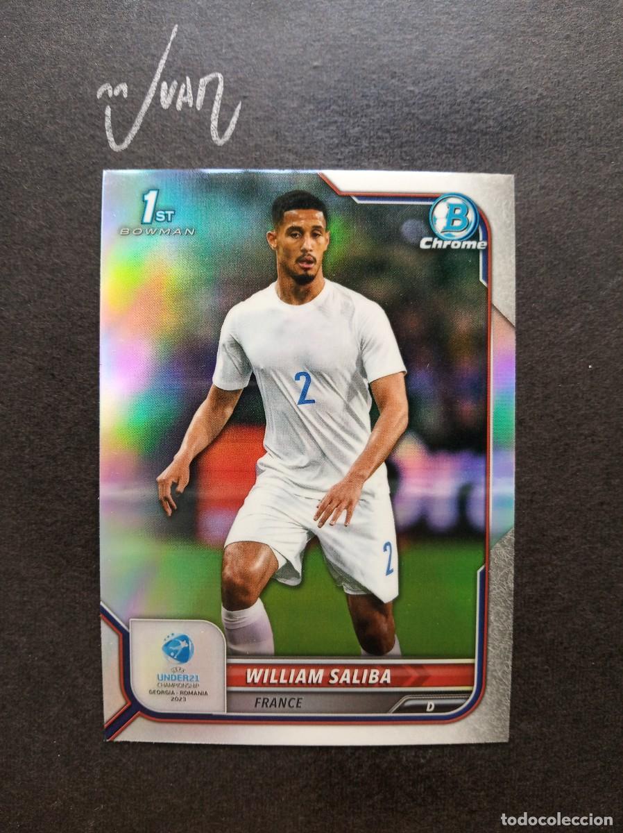 Figurine di Calcio: N&ordm; 55 REFRACTOR WILLIAM SALIBA FRANCIA ARSENAL ⚽ TOPPS &reg; 1ST BOWMAN CHROME UEFA UNDER 21 2023 NUEVO