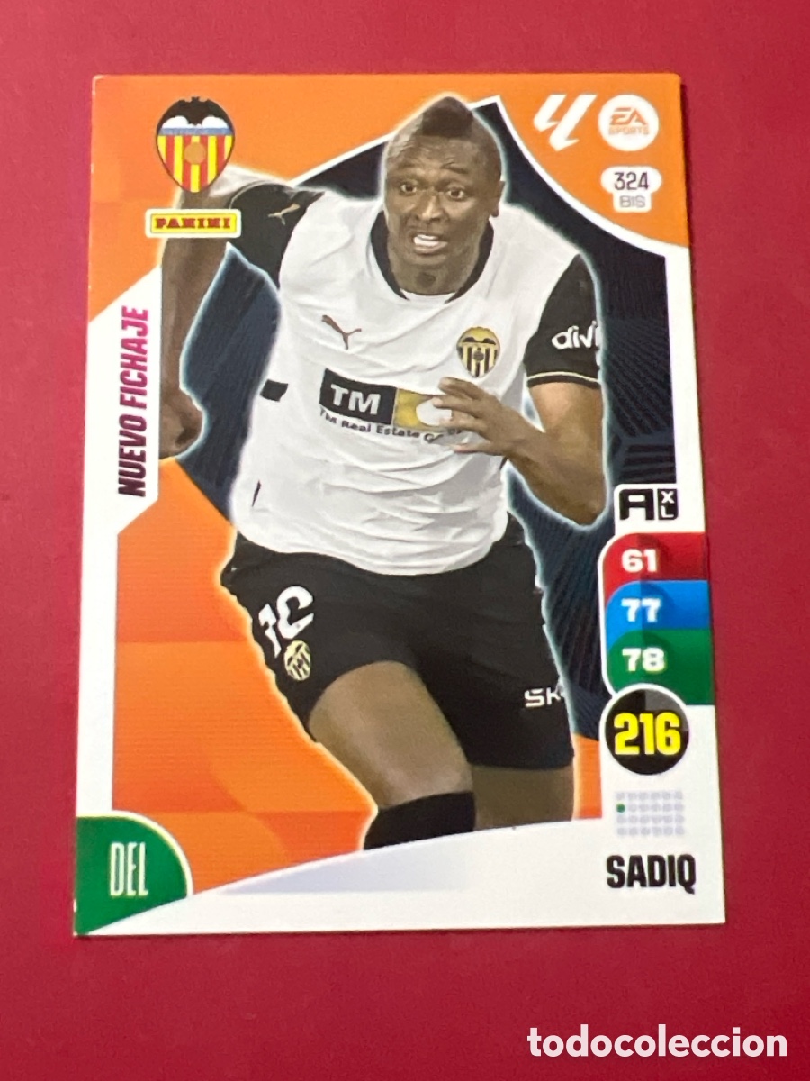 Fu&szlig;ball-Sticker: C7066. 324 BIS SADIQ VALENCIA CF NUEVO FICHAJE FICHAS ALBUM ADRENALYN XL 2024 2025 24 25