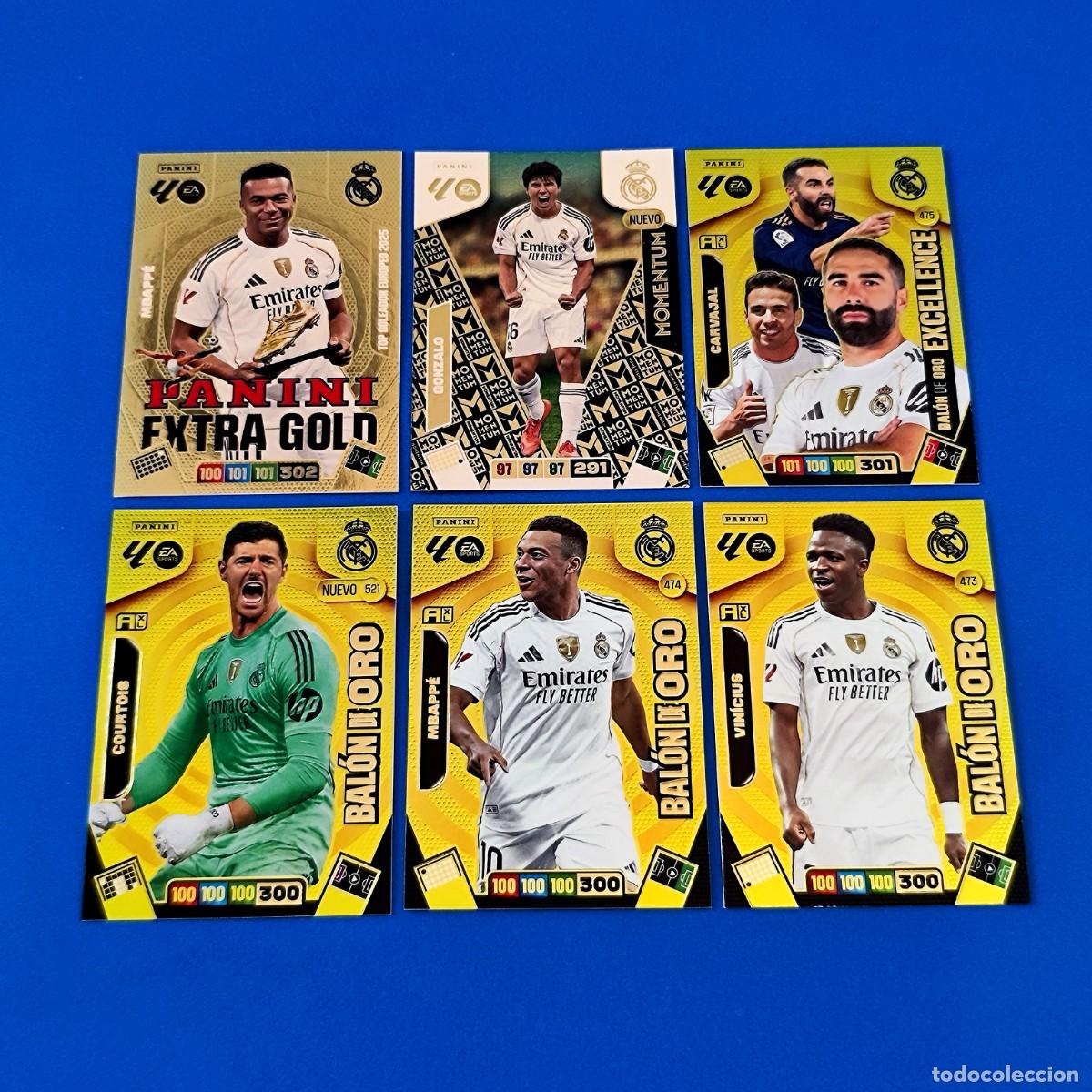 Cromos de F&uacute;tbol: Adrenalyn 2025 2026 / 25 26 Bal&oacute;n de Oro Vinicius Courtois Momentum Gonzalo Extra Gold Mbapp&eacute;