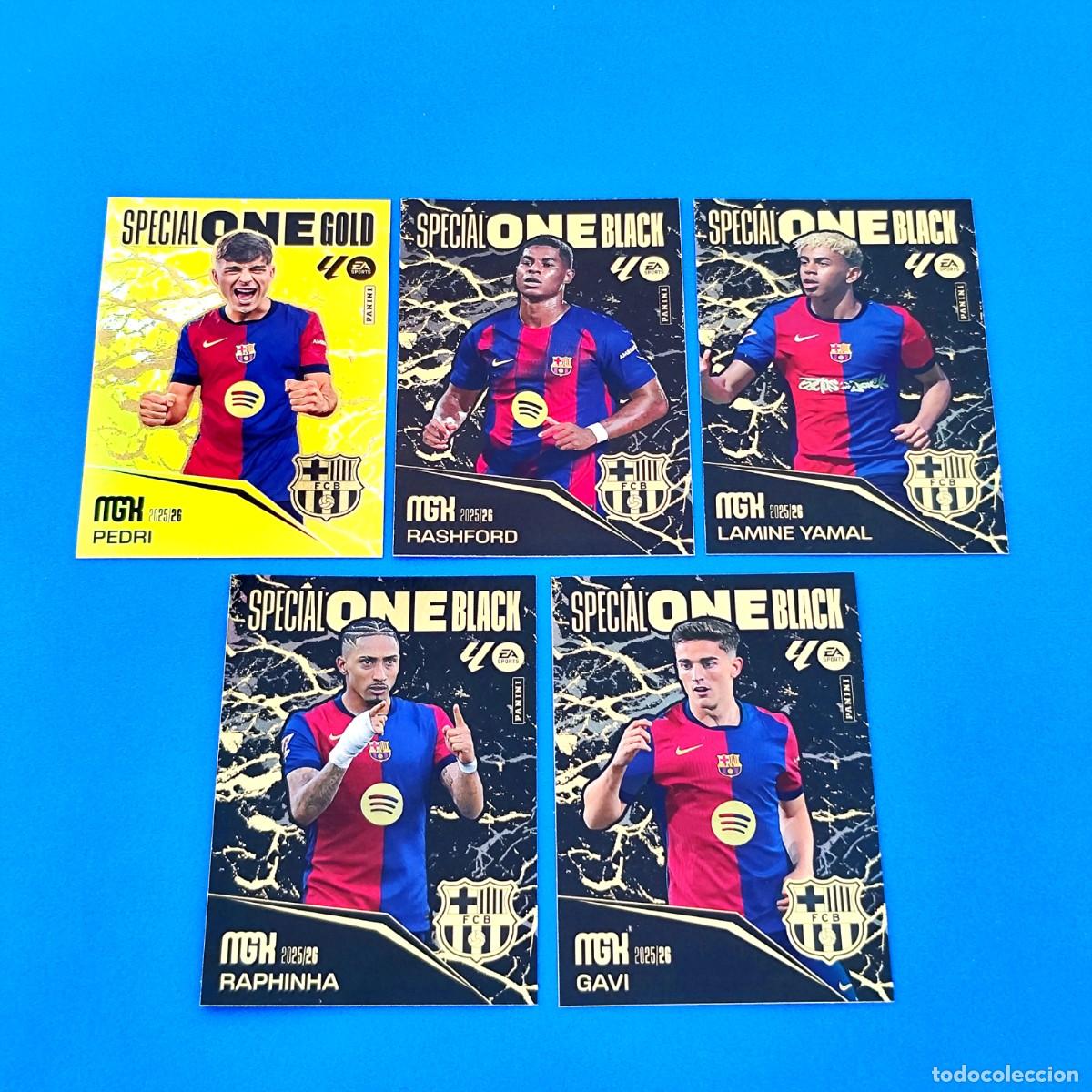 Cromos de F&uacute;tbol: Megacracks 2025 2026 / 25 26 Special One Black Rashford Raphinha Gavi Lamine Yamal - One Gold Pedri