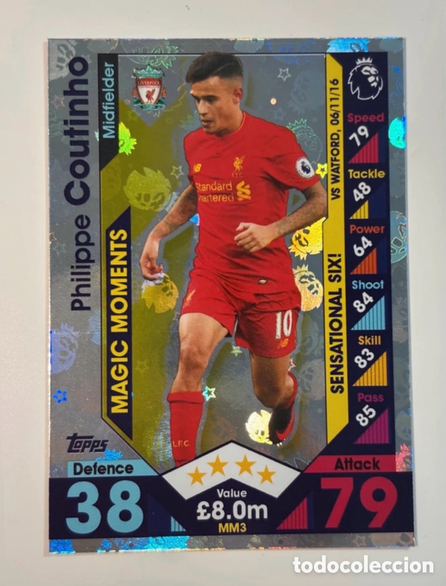 Cromos de F&uacute;tbol: Match Attax 2016/17 Premier League - Philippe Coutinho - Magic Moments Liverpool