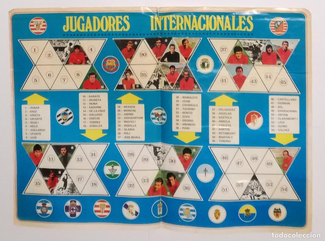Cromos de F&uacute;tbol: Poster central del album de futbol Liga 1972-73, FHER - Contiene 20 cromos