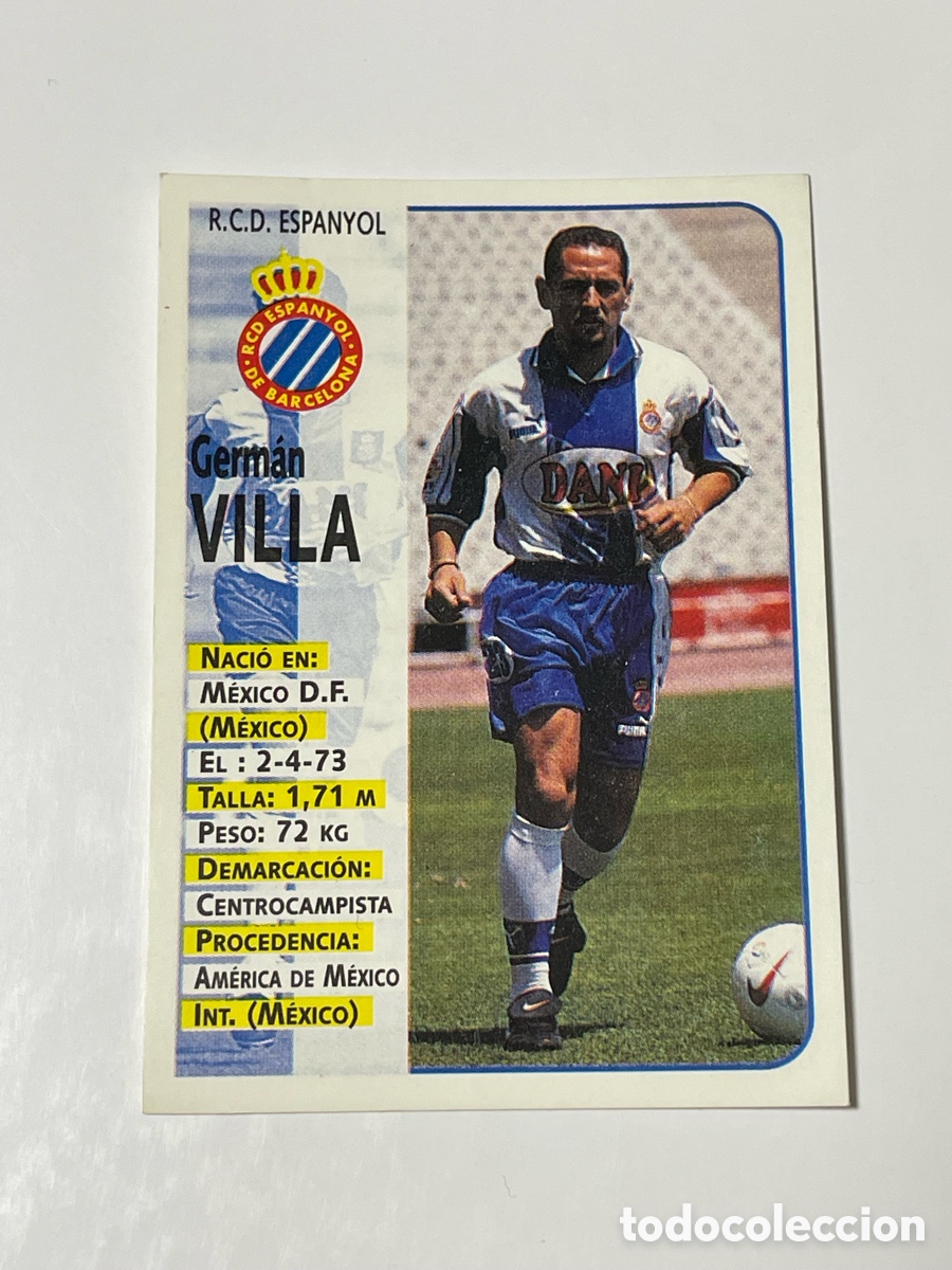 Football Stickers: Germ&aacute;n Villa Espanyol Panini 1998/99 #186