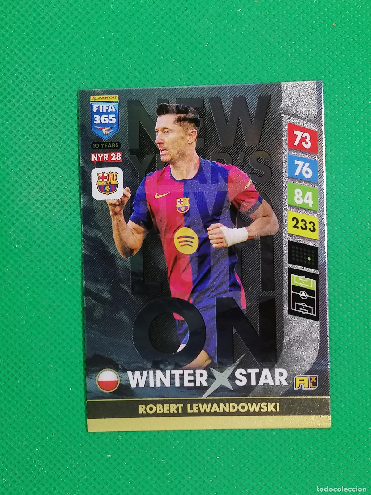 Cromos de F&uacute;tbol: NYR28 LEWANDOWSKI BARCELONA WINTER STAR⚽NEW YEAR REVOLUTION ADRENALYN FIFA 365 2024 2025 24 25 ⚽