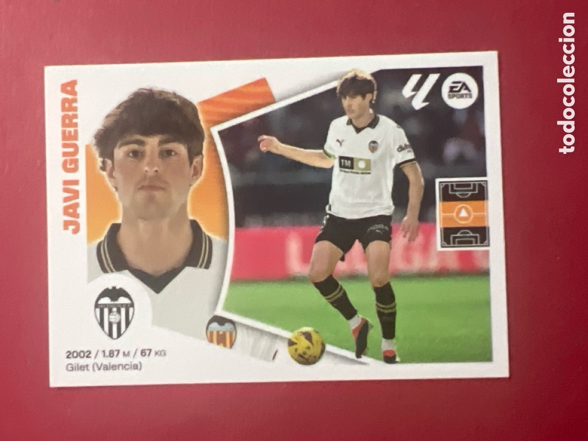 Cromos de F&uacute;tbol: C7152. N&ordm; 13 JAVI GUERRA VALENCIA LIGA ESTE 24 25 2024 2025 SIN PEGAR NUNCA PEGADO