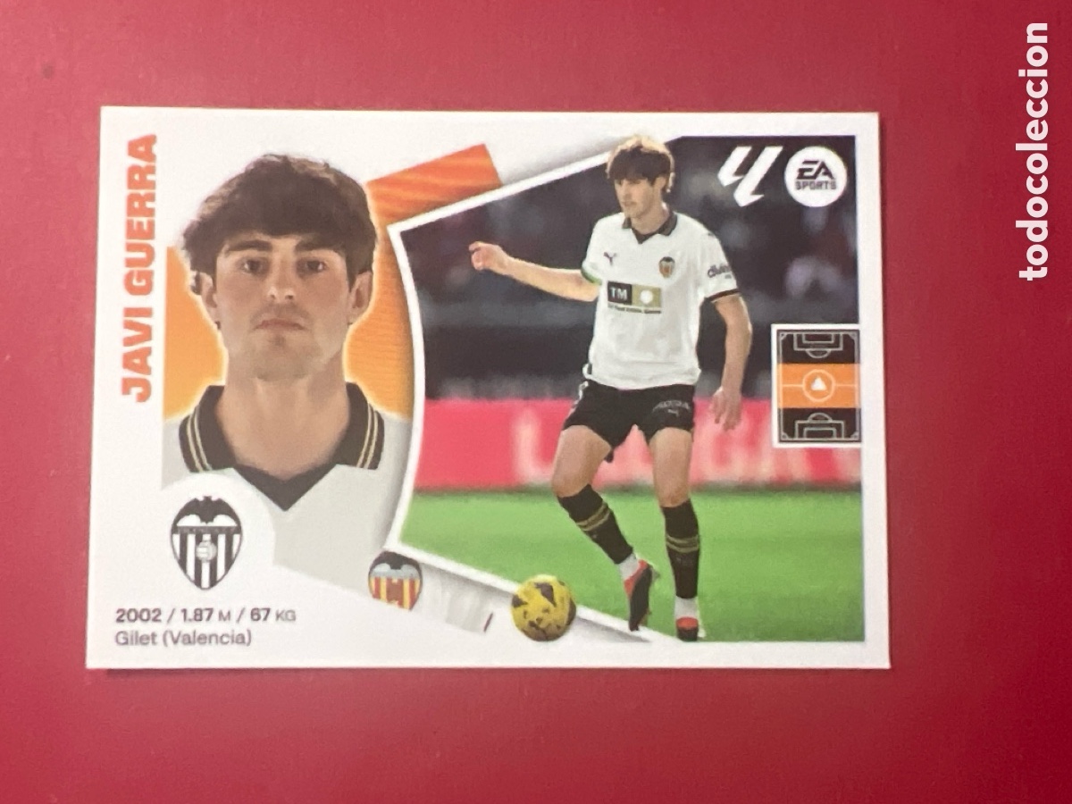 Cromos de F&uacute;tbol: C7154. N&ordm; 13 JAVI GUERRA VALENCIA LIGA ESTE 24 25 2024 2025 SIN PEGAR NUNCA PEGADO