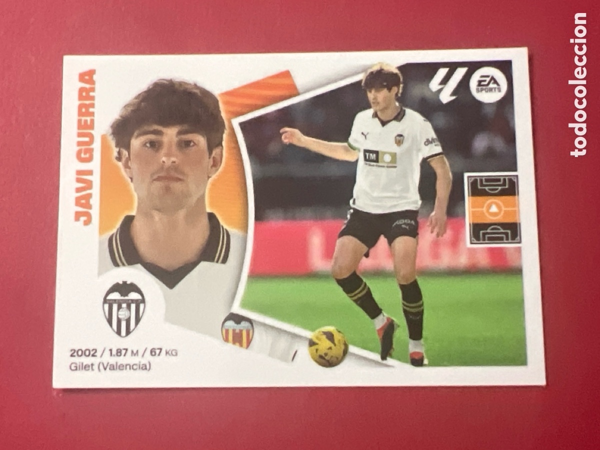 Cromos de F&uacute;tbol: C7155. N&ordm; 13 JAVI GUERRA VALENCIA LIGA ESTE 24 25 2024 2025 SIN PEGAR NUNCA PEGADO