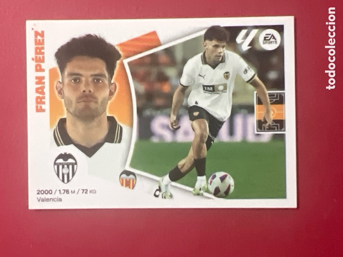 Cromos de F&uacute;tbol: C7156.. N&ordm; 16 FRAN PEREZ VALENCIA LIGA ESTE 24 25 2024 2025 SIN PEGAR NUNCA PEGADO