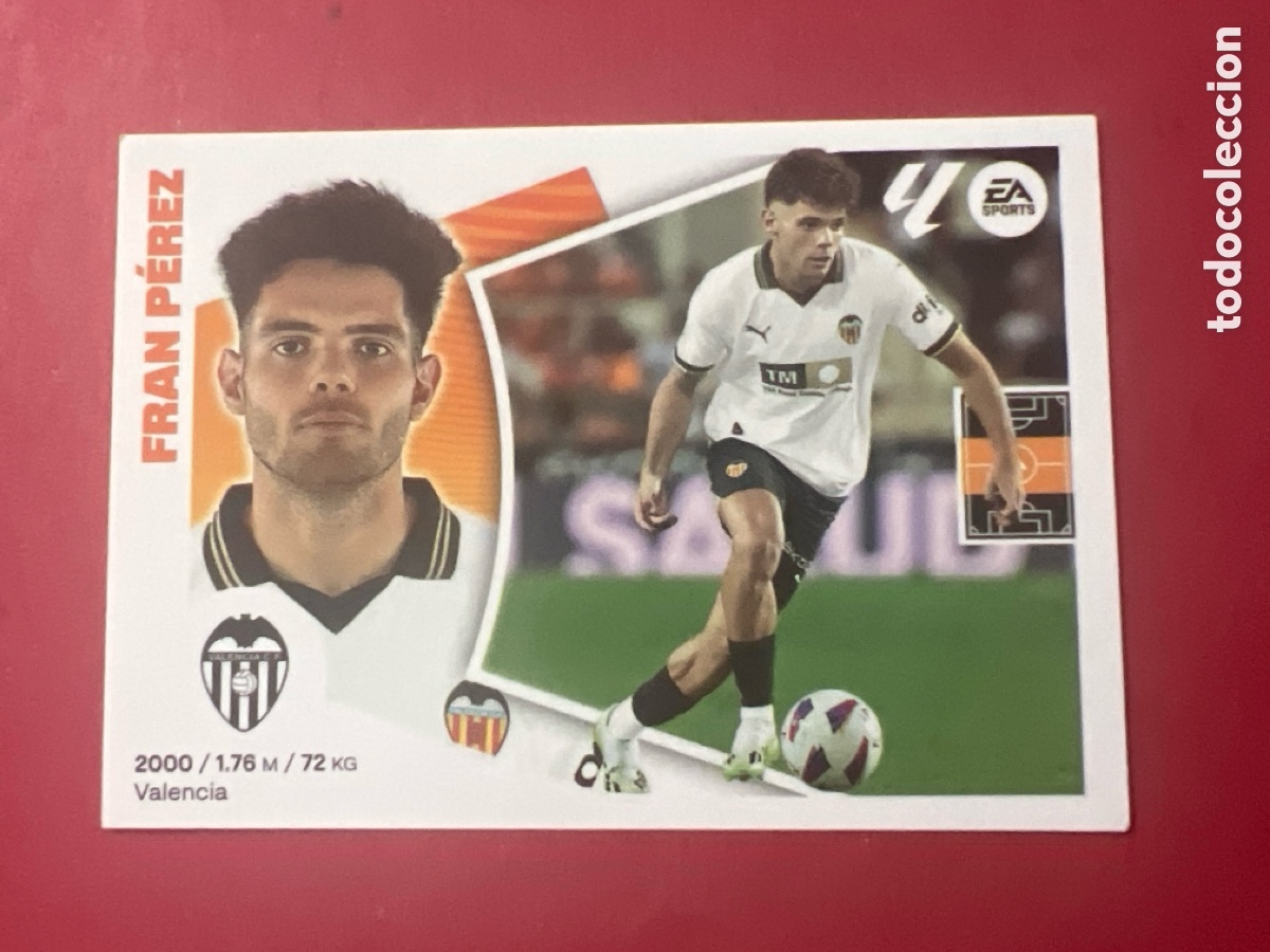Cromos de F&uacute;tbol: C7157. N&ordm; 16 FRAN PEREZ VALENCIA LIGA ESTE 24 25 2024 2025 SIN PEGAR NUNCA PEGADO