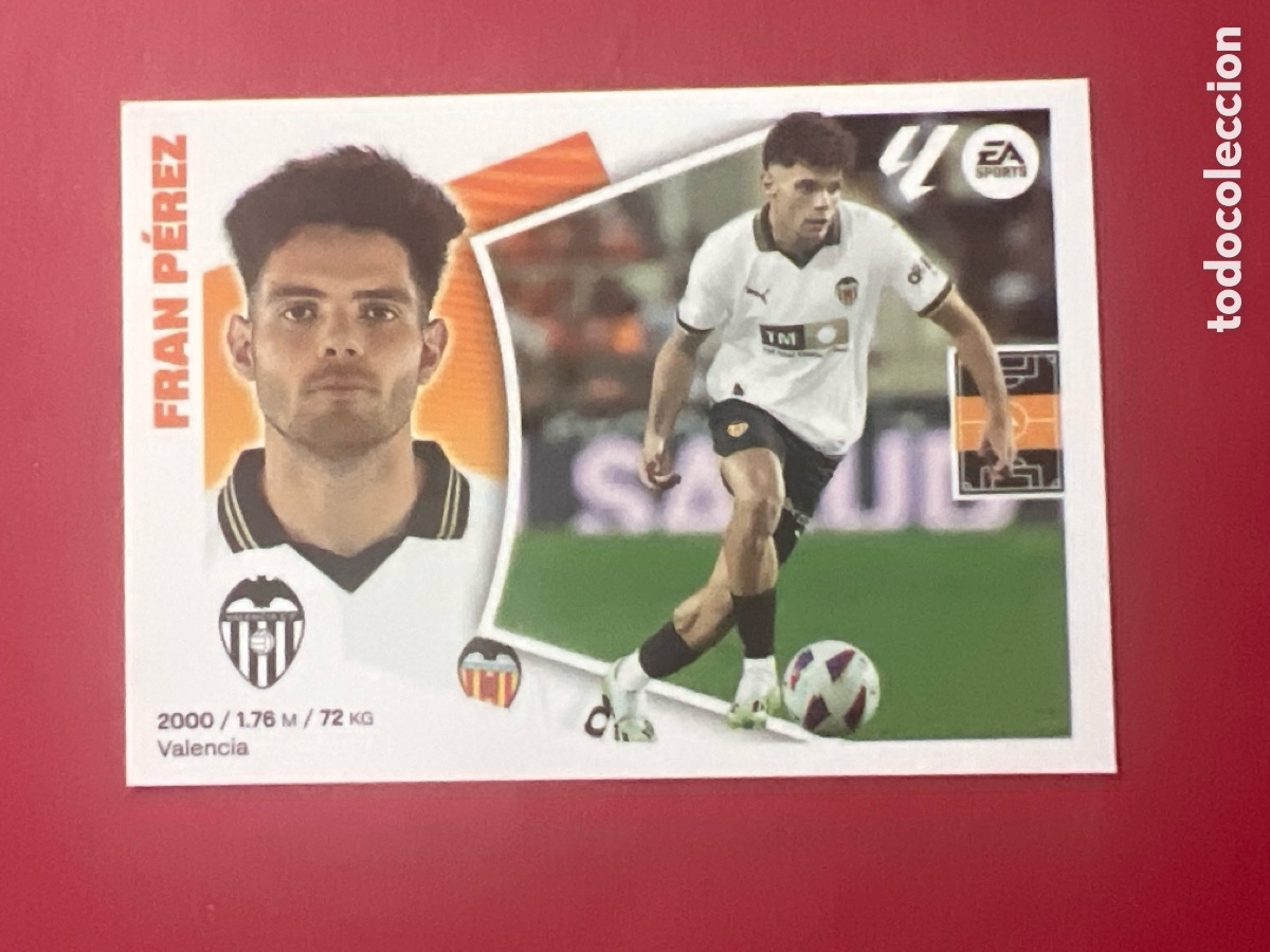 Cromos de F&uacute;tbol: C7158. N&ordm; 16 FRAN PEREZ VALENCIA LIGA ESTE 24 25 2024 2025 SIN PEGAR NUNCA PEGADO