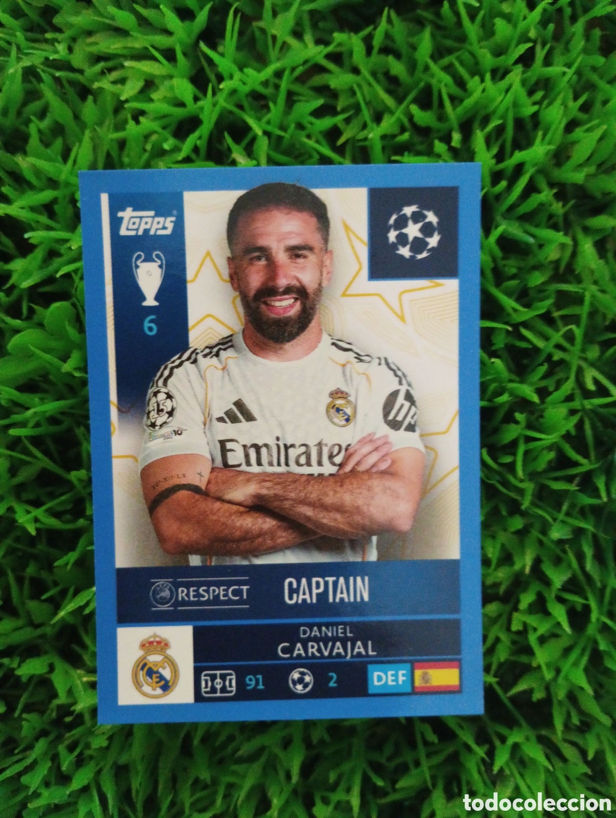 Cromos de F&uacute;tbol: Carvajal Real Madrid PARALELA AZUL Champions League 25-26 # 383 NUNCA PEGADO