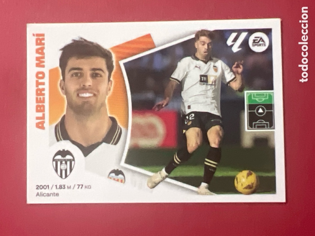 Cromos de F&uacute;tbol: C7172. 19 Alberto Mar&iacute;, Valencia CF, Panini Ediciones Liga Este 2024 2025 24 25