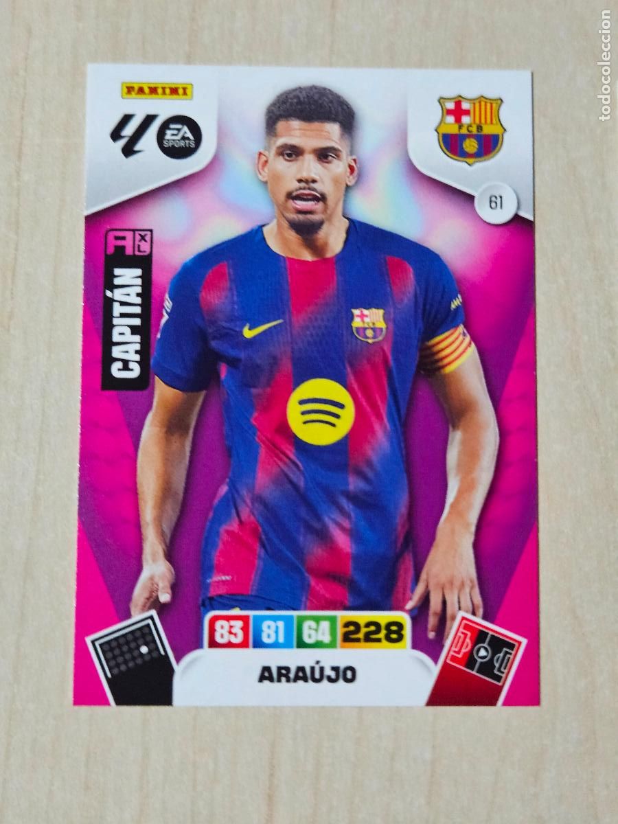 Cromos de F&uacute;tbol: FICHA N&ordm; 61 ARAUJO - ADRENALYN 25 26 - PANINI 2025 - 26 - CROMO - BARCELONA