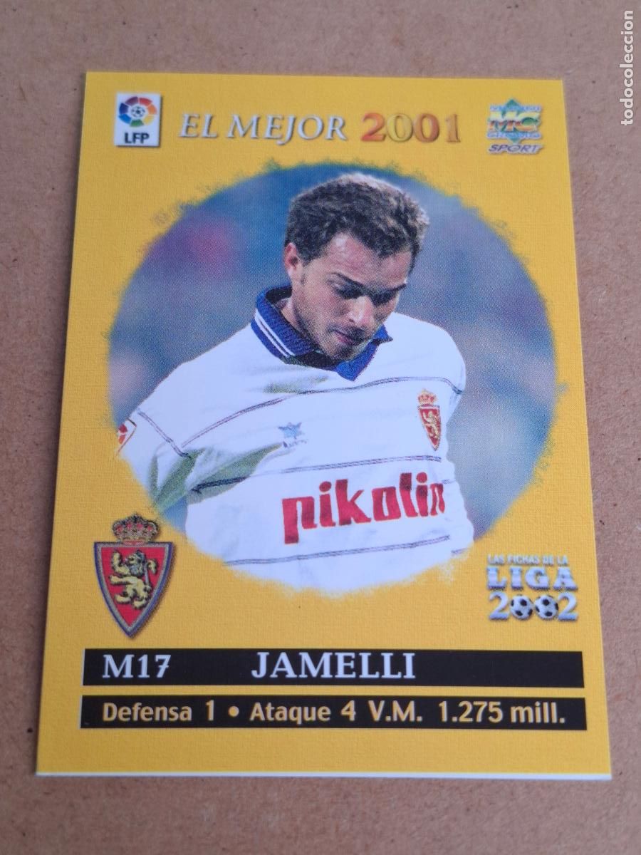 Cromos de Futebol: MUNDICROMO 2001 2002 01 02 - M17 JAMELLI ( EL MEJOR ) - REAL ZARAGOZA