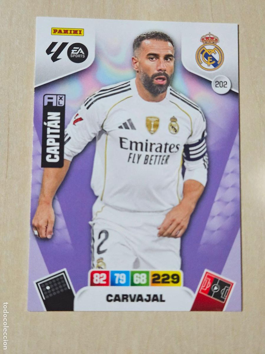 Cromos de F&uacute;tbol: FICHA N&ordm; 202 CARVAJAL - ADRENALYN 25 26 - PANINI 2025 - 26 - CROMO - REAL MADRID