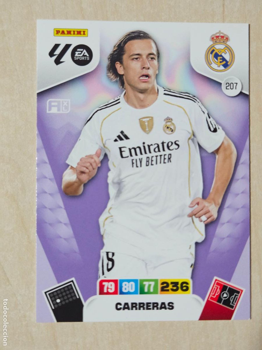 Cromos de F&uacute;tbol: FICHA N&ordm; 207 CARRERAS - ADRENALYN 25 26 - PANINI 2025 - 26 - CROMO - REAL MADRID