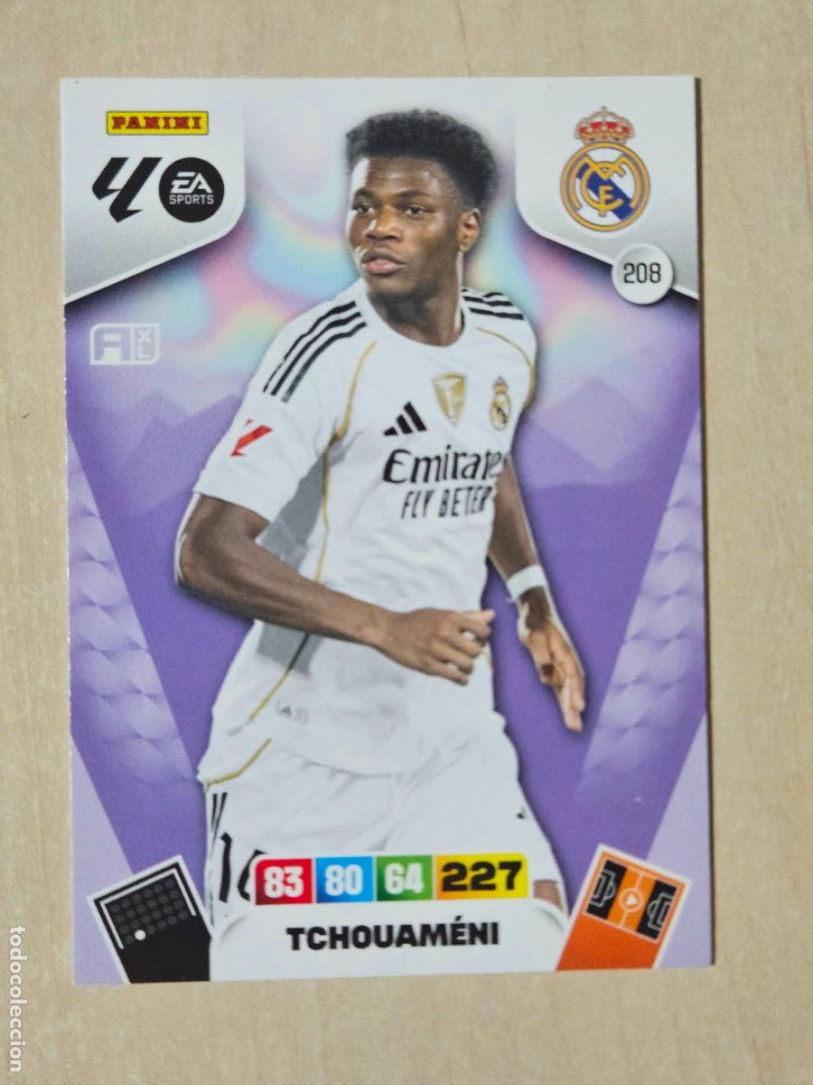 Cromos de F&uacute;tbol: FICHA N&ordm; 208 TCHOUAMENI - ADRENALYN 25 26 - PANINI 2025 - 26 - CROMO - REAL MADRID