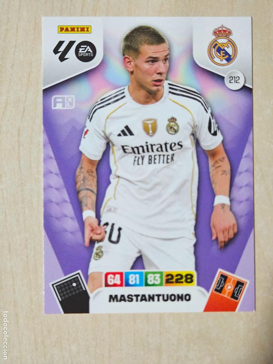 Cromos de F&uacute;tbol: FICHA N&ordm; 212 MASTANTUONO - ADRENALYN 25 26 - PANINI 2025 - 26 - CROMO - REAL MADRID