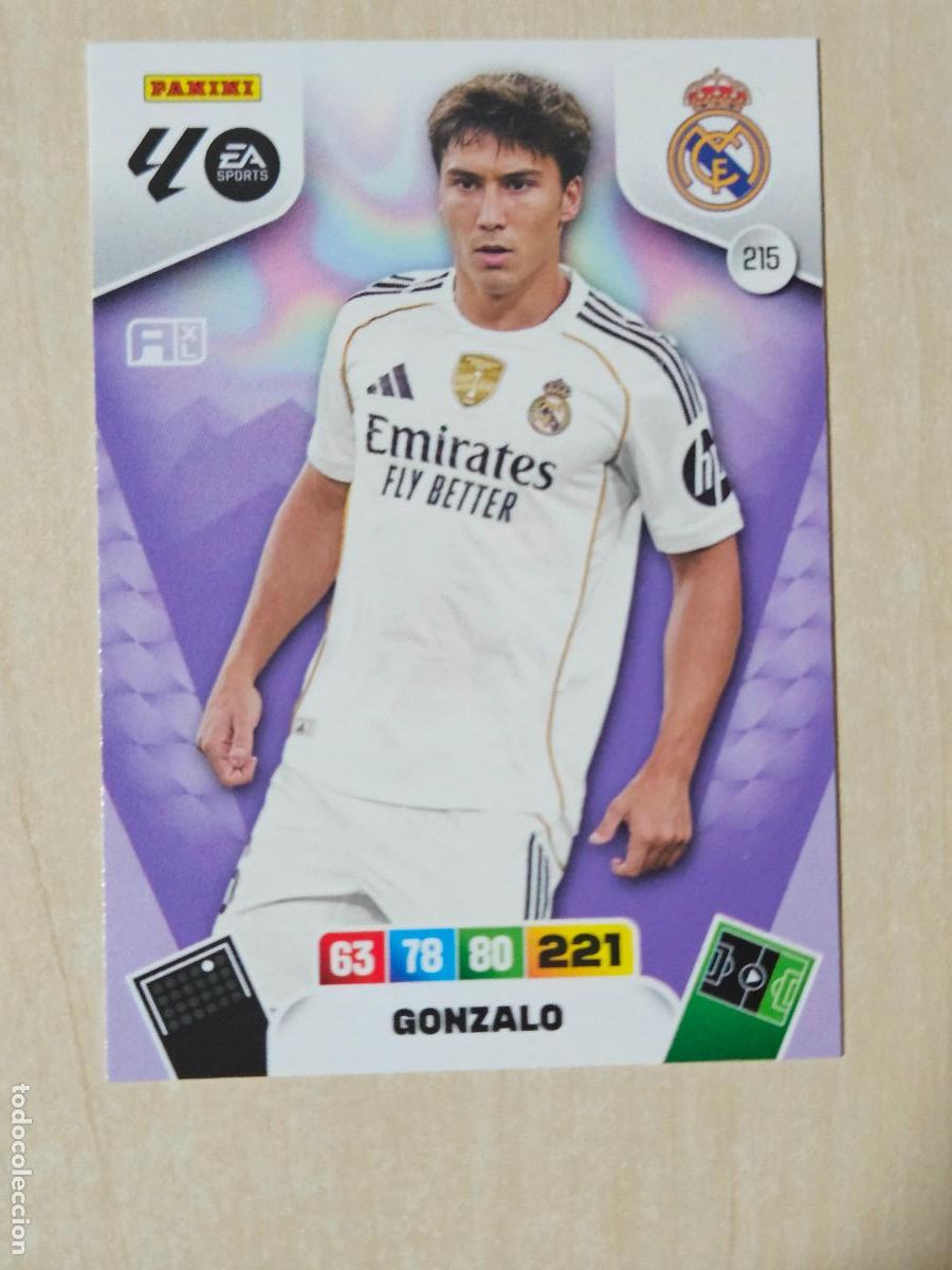Cromos de F&uacute;tbol: FICHA N&ordm; 215 GONZALO - ADRENALYN 25 26 - PANINI 2025 - 26 - CROMO - REAL MADRID