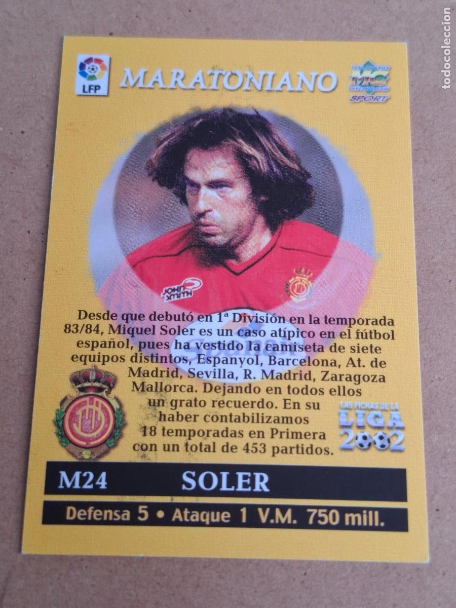 Cromos de F&uacute;tbol: MUNDICROMO 2001 2002 01 02 - M24 SOLER ( MARATONIANO ) - RCD. MALLORCA