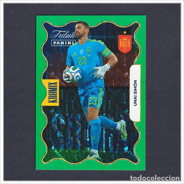 Cromos de F&uacute;tbol: TRIBUTO SELECCI&Oacute;N ESPA&Ntilde;OLA 2010 2026 PANINI UNAI SIMON KROMIX GREEN KV71 71 ESPA&Ntilde;A LIGA MUNDIAL