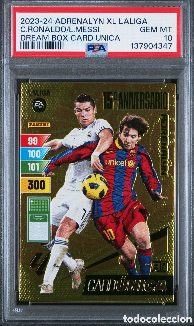 Cromos de f&uacute;tbol: CARD UNICA CRISTIANO RONALDO MESSI PSA 10