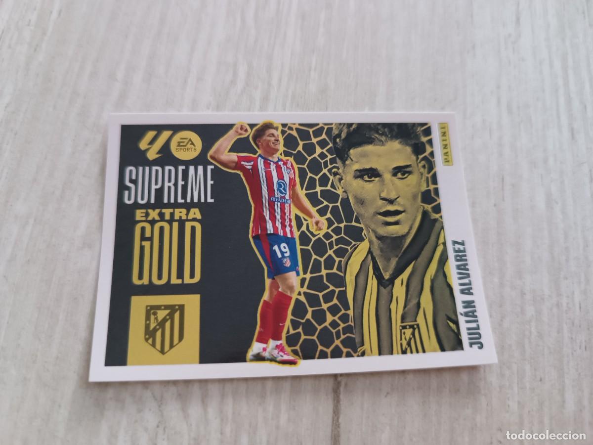 Football Stickers: JULI&Aacute;N &Aacute;LVAREZ SUPREME EXTRA GOLD LIGA ESTE 2025 2026 25 26. NUNCA PEGADO.