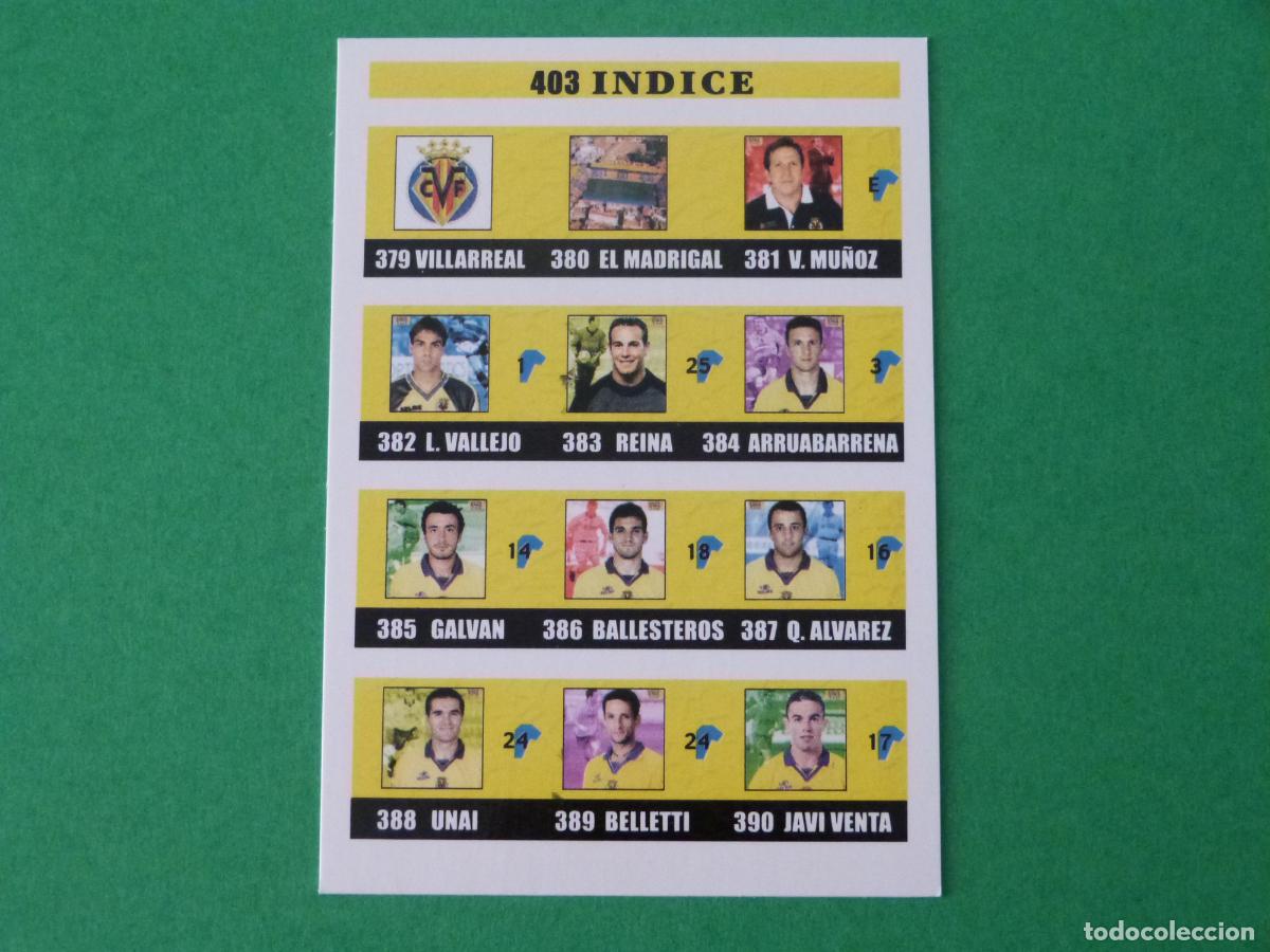 Cromos de F&uacute;tbol: TRADING CARD FUTBOL INDICE VILLARREAL C.F. N&ordm; 403 FICHAS LIGA MUNDICROMO 2002-2003/02-03