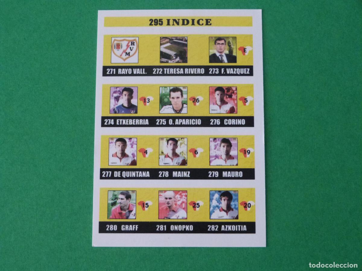 Fu&szlig;ball-Sticker: TRADING CARD FUTBOL INDICE RAYO VALLECANO N&ordm; 295 FICHAS LIGA MUNDICROMO 2002-2003/02-03