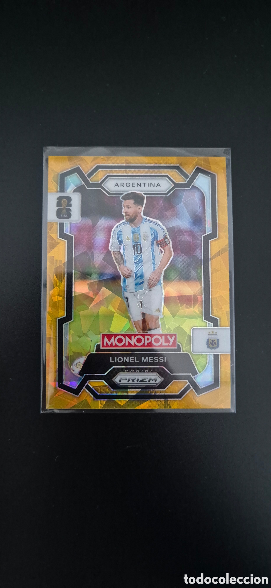 Cromos de F&uacute;tbol: LIONEL MESSI GOLD CRACKED ICE PANINI PRIZM MONOPOLY FIFA WORLD CUP 2026 USA