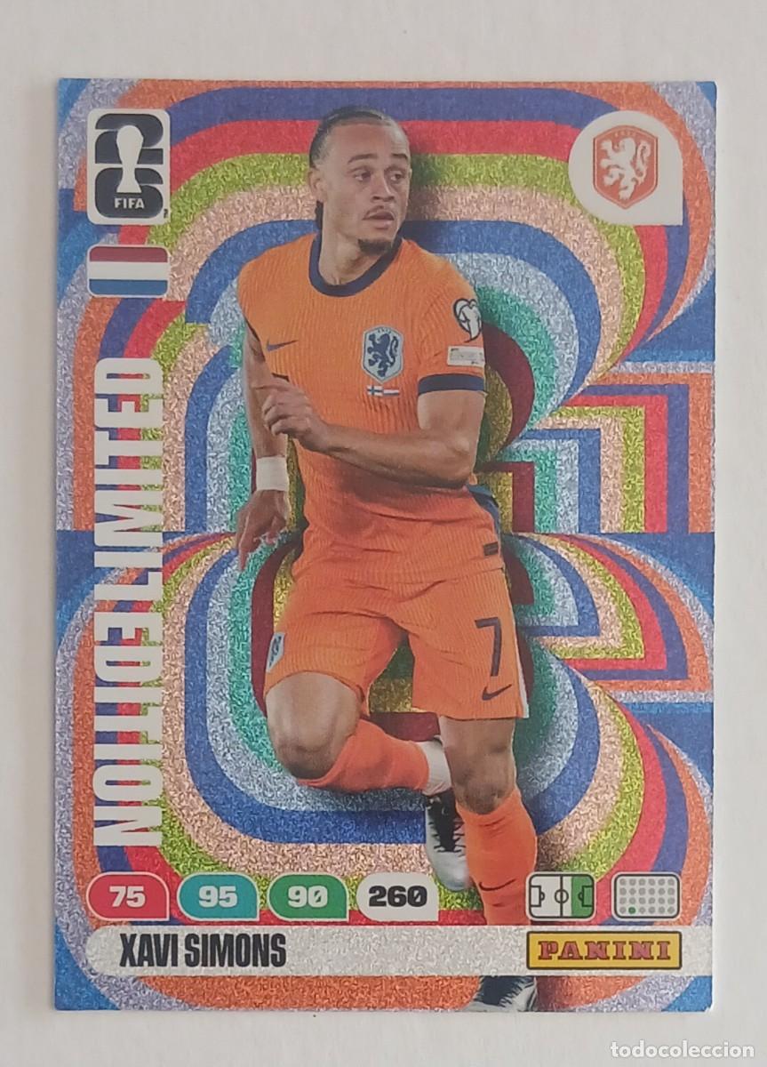 Figurine di Calcio: CROMO XAVI SIMONS HOLANDA LIMITED EDITION ADRENALYN XL FIFA WORLD CUP 2026 DE PANINI.