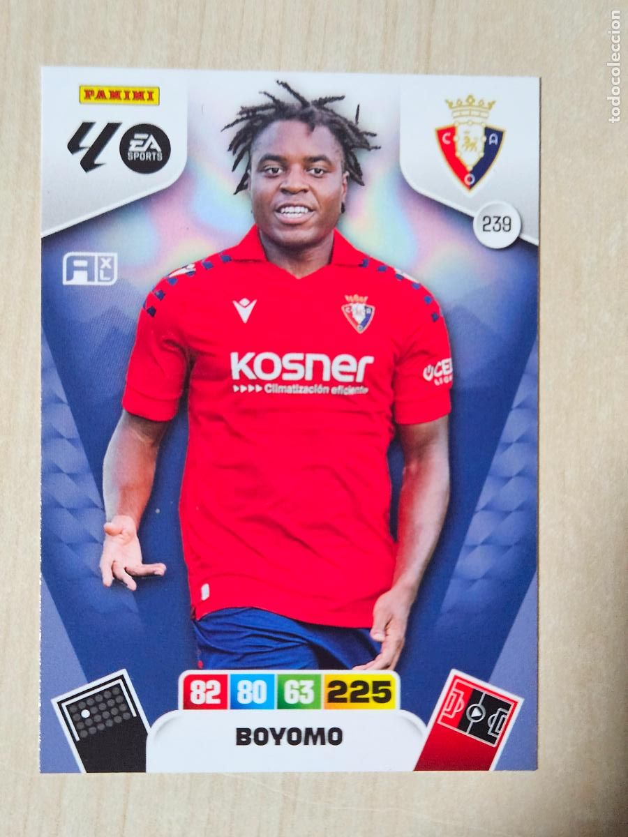 Cromos de F&uacute;tbol: FICHA N&ordm; 239 BOYOMO - ADRENALYN 25 26 - PANINI 2025 - 26 - CROMO - OSASUNA