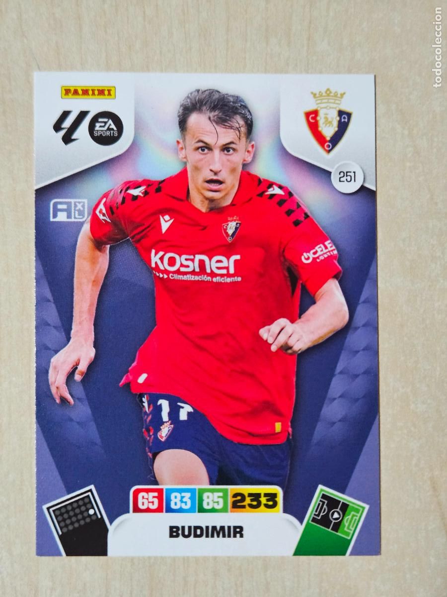 Cromos de F&uacute;tbol: FICHA N&ordm; 251 BUDIMIR - ADRENALYN 25 26 - PANINI 2025 - 26 - CROMO - OSASUNA
