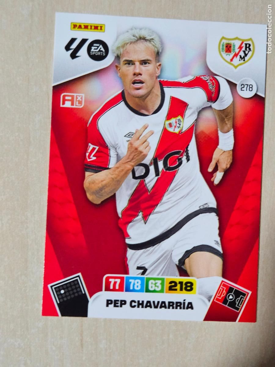 Cromos de F&uacute;tbol: FICHA N&ordm; 278 PEP CHAVARRIA - ADRENALYN 25 26 - PANINI 2025 - 26 - CROMO - RAYO VALLECANO