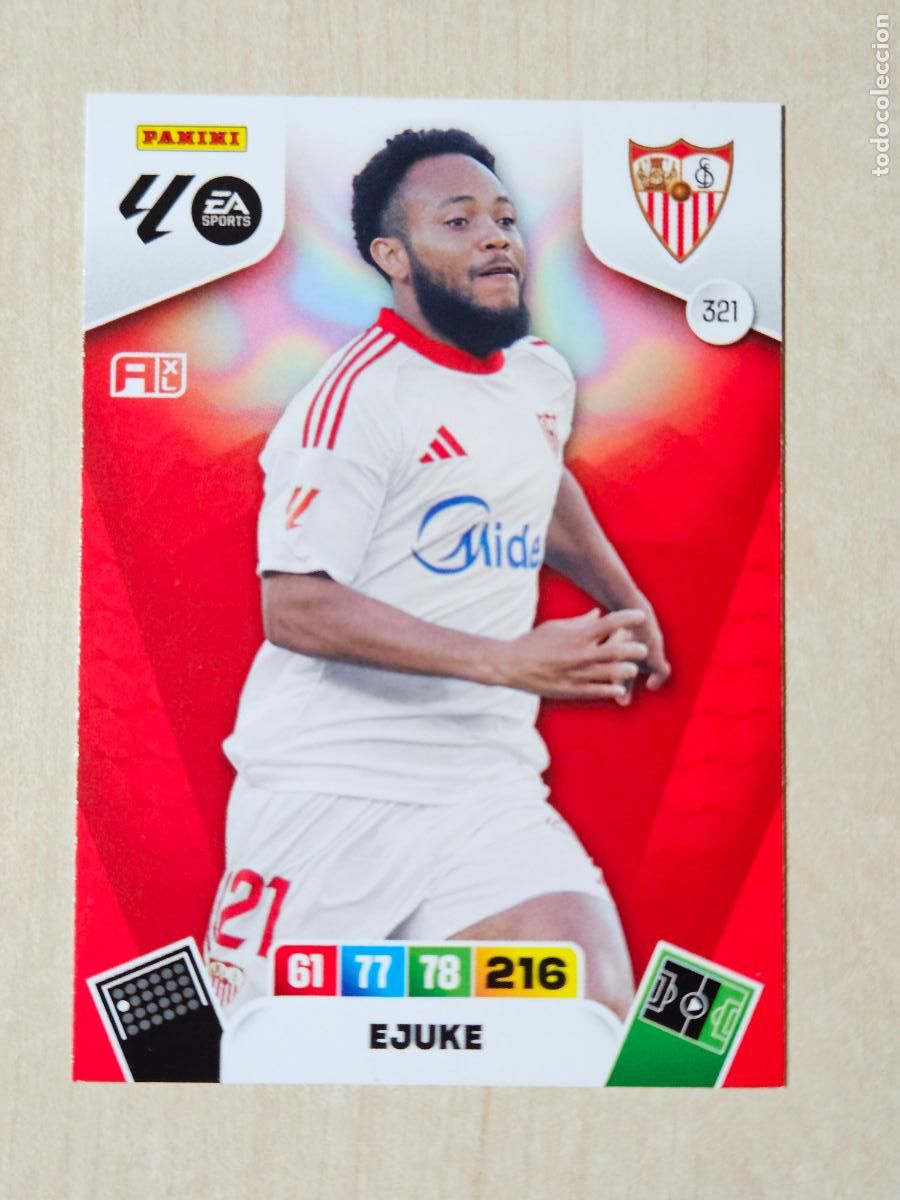 Football Stickers: FICHA N&ordm; 321 EKUJE - ADRENALYN 25 26 - PANINI 2025 - 26 - CROMO - SEVILLA