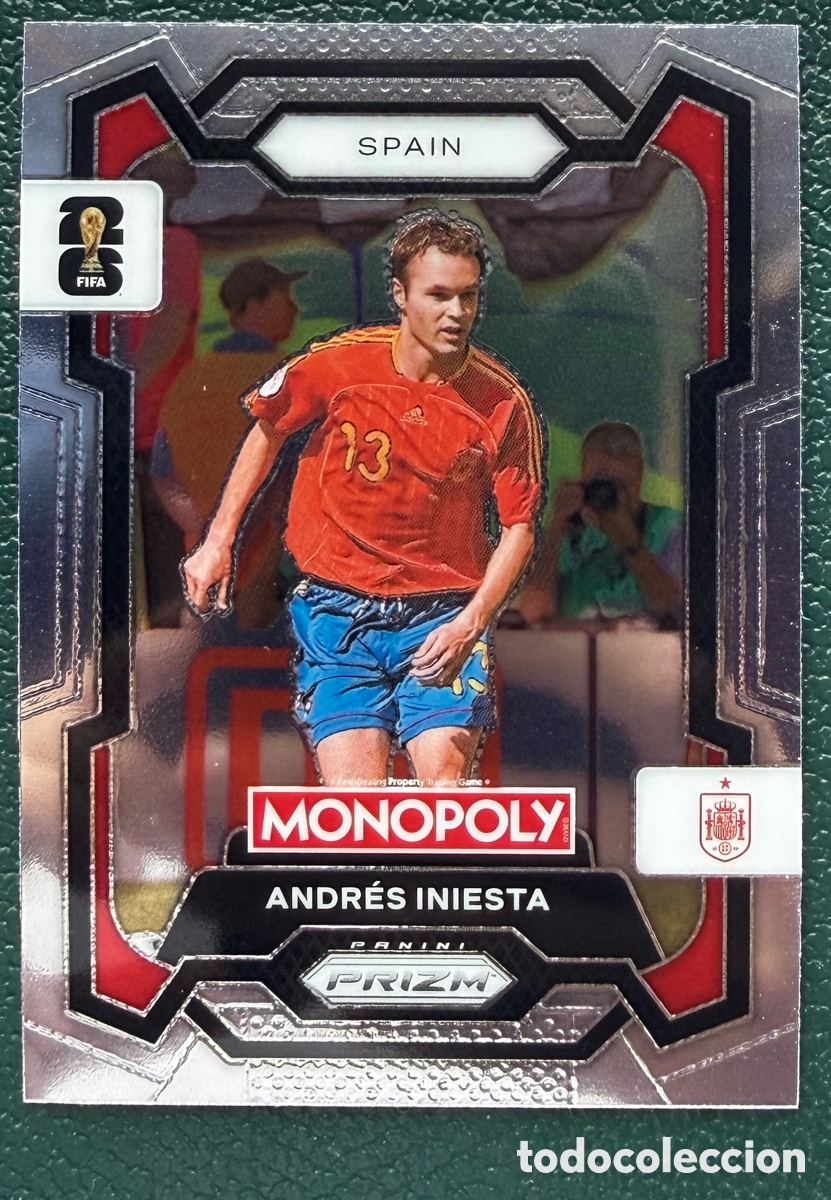 Fu&szlig;ball-Sticker: 43 ANDRES INIESTA ESPA&Ntilde;A FICHAS ALBUM PANINI FIFA WORLD CUP MUNDIAL 2026 MONOPOLY PRIZM