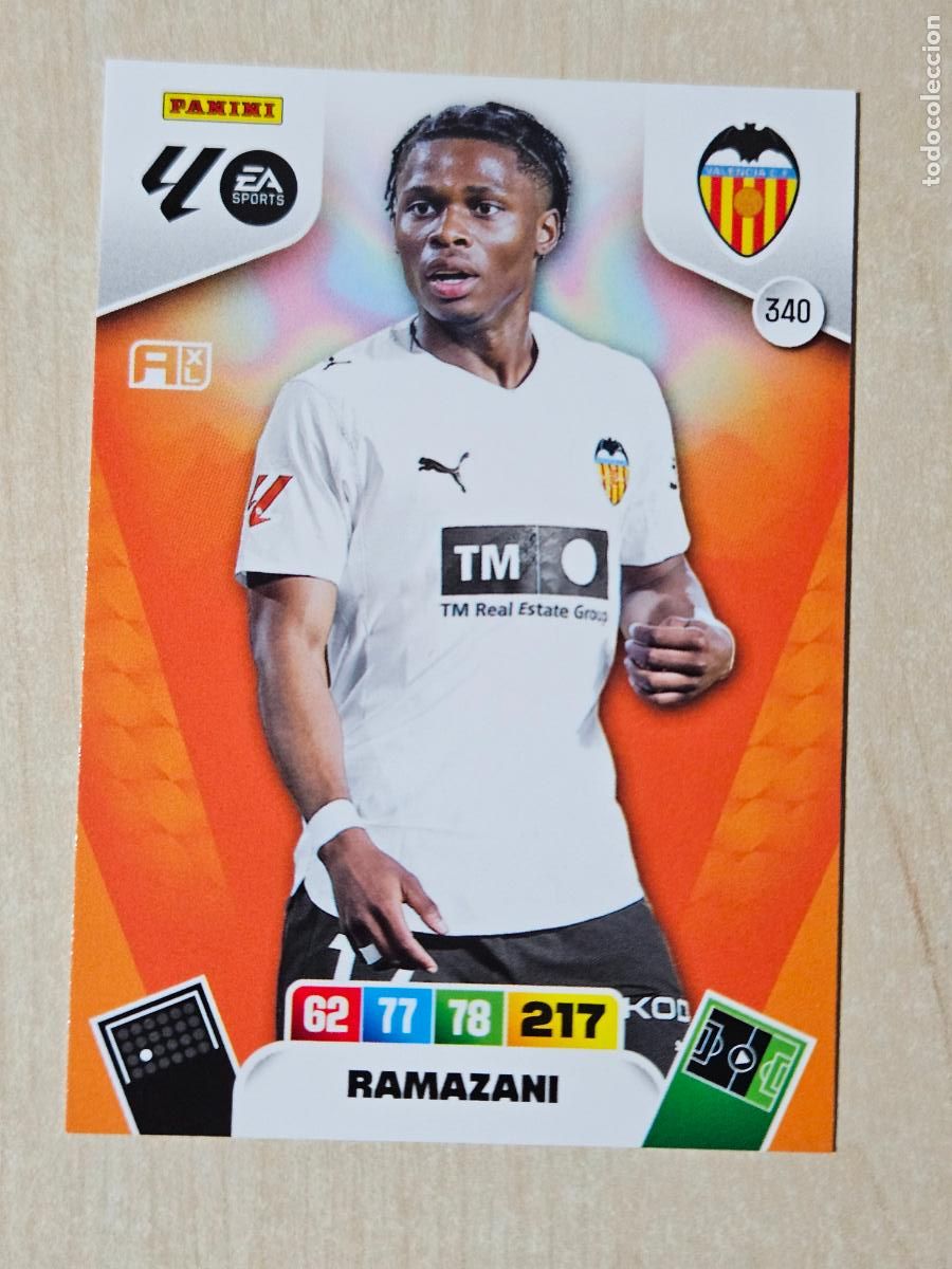 Cromos de F&uacute;tbol: FICHA N&ordm; 340 RAMAZANI - ADRENALYN 25 26 - PANINI 2025 - 26 - CROMO - VALENCIA
