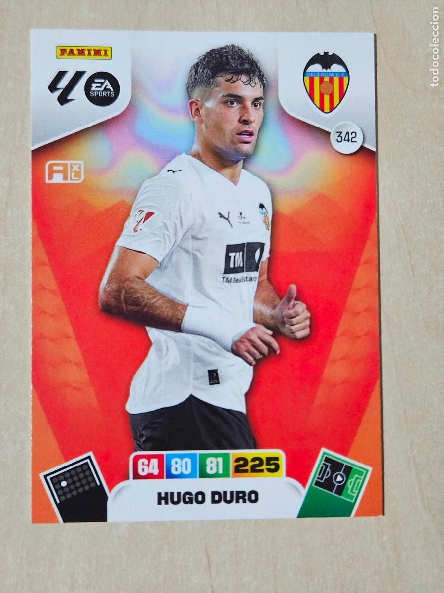 Cromos de F&uacute;tbol: FICHA N&ordm; 342 HUGO DURO - ADRENALYN 25 26 - PANINI 2025 - 26 - CROMO - VALENCIA