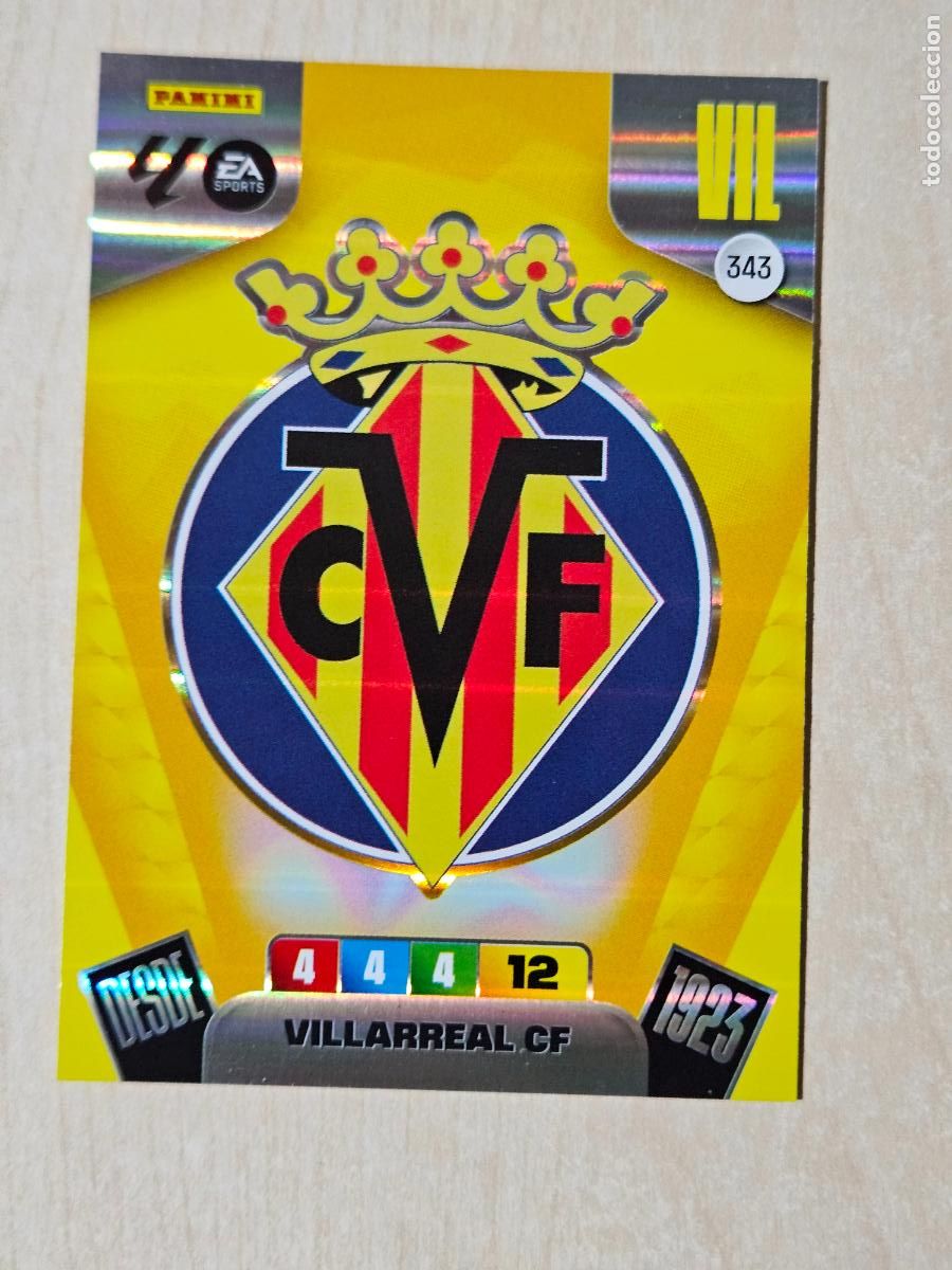 Cromos de F&uacute;tbol: FICHA N&ordm; 343 ESCUDO - ADRENALYN 25 26 - PANINI 2025 - 26 - CROMO - VILLARREAL